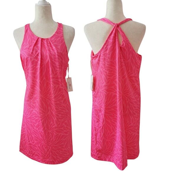 Vineyard Vines Women's In Full Bloom Sankaty Swing Dress Neon Pink UPF 50 Sz M - Picture 1 of 9